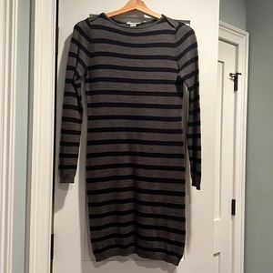 Ann Taylor Loft Gray and Navy Stripped Sweater dress - size XSP